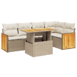 Set Divano da Giardino 6 pz con Cuscini Beige in Polyrattan