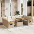 Set Divani da Giardino 11 pz con Cuscini Beige in Polyrattan