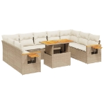Set Divani da Giardino 11 pz con Cuscini Beige in Polyrattan