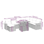 Set Divani da Giardino 9 pz con Cuscini Nero in Polyrattan