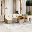 Set Divano da Giardino 8 pz con Cuscini Beige in Polyrattan