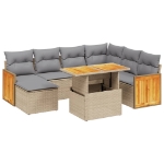 Set Divano da Giardino 8 pz con Cuscini Beige in Polyrattan