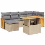 Set Divani da Giardino 7 pz con Cuscini Beige in Polyrattan