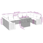 Set Divani da Giardino 11 pz con Cuscini Beige in Polyrattan