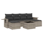 Set Divani da Giardino 7pz con Cuscini Grigio Chiaro Polyrattan