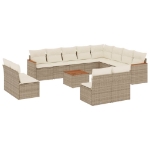 Set Divano da Giardino 13 pz con Cuscini Beige in Polyrattan