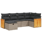 Set Divano da Giardino 6 pz con Cuscini Grigio in Polyrattan