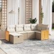 Set Divano da Giardino 6 pz con Cuscini Beige in Polyrattan