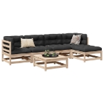 Set Divani Giardino 6 pz con Cuscini in Legno Massello di Pino