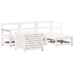 Set Salotto da Giardino 5 pz Bianco in Legno Massello di Pino