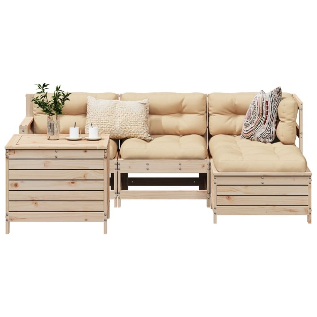 Set Divani da Giardino 5 pz in Legno Massello di Pino