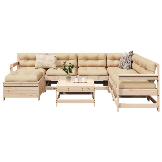 Set Divani da Giardino 8 pz in Legno Massello di Pino