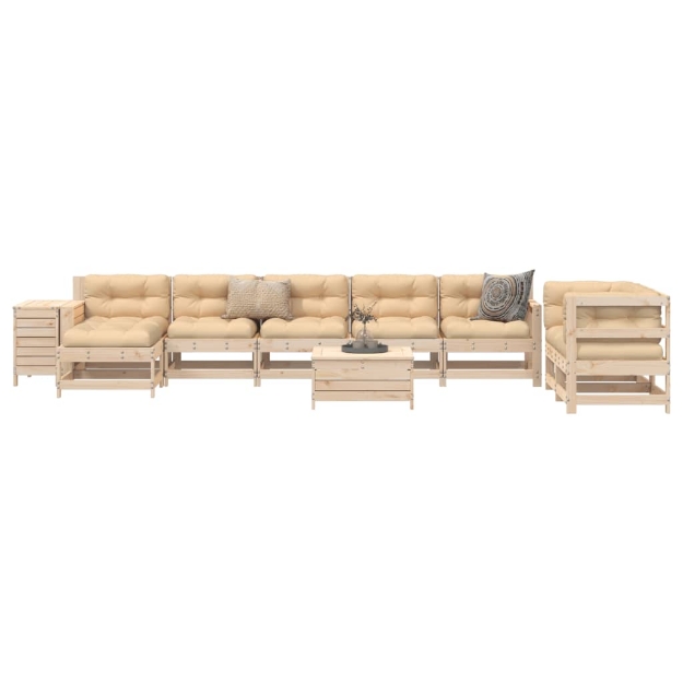 Set Divani da Giardino 10 pz in Legno Massello di Pino