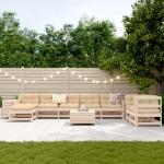 Set Divani da Giardino 10 pz in Legno Massello di Pino