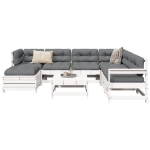 Set Divani da Giardino 8 pz in Legno Massello di Pino Bianco