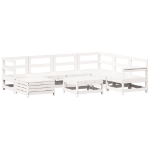 Set Divani da Giardino 8 pz in Legno Massello di Pino Bianco