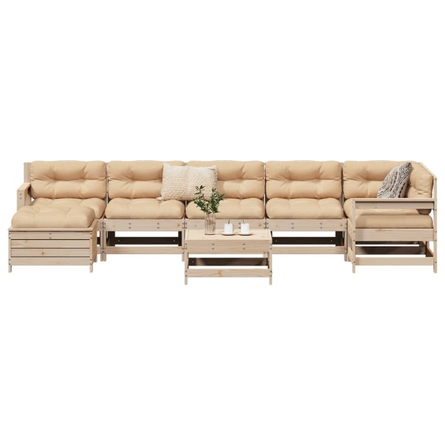 Set Divani da Giardino 8 pz in Legno Massello di Pino