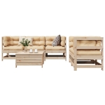 Set Divani da Giardino 6 pz in Legno Massello di Pino