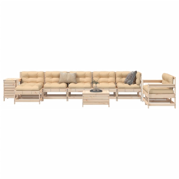 Set Divani da Giardino 10 pz in Legno Massello di Pino