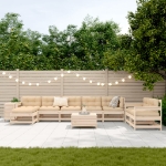 Set Divani da Giardino 10 pz in Legno Massello di Pino