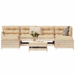 Set Divani da Giardino 7 pz in Legno Massello di Pino