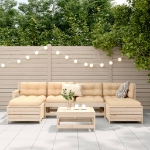 Set Divani da Giardino 7 pz in Legno Massello di Pino