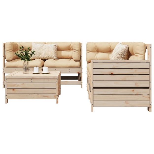 Set Divani da Giardino 5 pz in Legno Massello di Pino