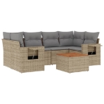 Set Divano da Giardino 7 pz con Cuscini Beige Misto Polyrattan