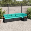 Set Divani da Giardino 6 pz con Cuscini Nero in Polyrattan