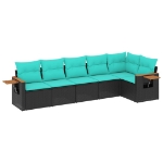Set Divani da Giardino 6 pz con Cuscini Nero in Polyrattan