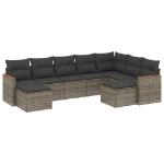 Set Divano da Giardino 9 pz con Cuscini Grigio in Polyrattan