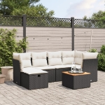Set Divani da Giardino con Cuscini 7pz Nero Polyrattan