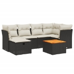 Set Divani da Giardino con Cuscini 7pz Nero Polyrattan