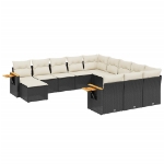 Set Divani da Giardino 11 pz con Cuscini in Polyrattan Nero