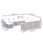 Set Divani da Giardino 11 pz con Cuscini in Polyrattan Nero