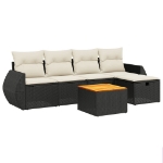 Set Divano da Giardino 6 pz con Cuscini Nero in Polyrattan