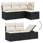 Set Divano da Giardino 6 pz con Cuscini Nero in Polyrattan