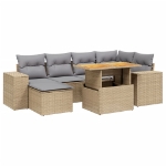Set Divani da Giardino 7 pz con Cuscini Beige in Polyrattan