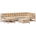 Set Salotto Giardino 7 pz Cuscini Antracite Legno Massello Pino