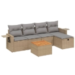 Set Divano da Giardino 6 pz con Cuscini Beige Misto Polyrattan