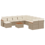 Set Divani da Giardino 12 pz con Cuscini Beige in Polyrattan