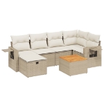 Set Divani da Giardino 7 pz con Cuscini Beige in Polyrattan