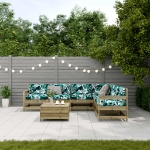 Set Divani da Giardino 7pz con Cuscini Legno Impregnato di Pino