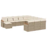 Set Divani da Giardino 12 pz con Cuscini Beige in Polyrattan
