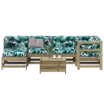 Set Divani da Giardino 7pz con Cuscini Legno Impregnato di Pino