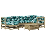 Set Divani da Giardino 7pz con Cuscini Legno Impregnato di Pino