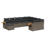 Set Divano da Giardino 10 pz con Cuscini Grigio in Polyrattan