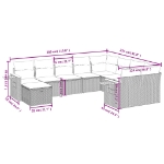 Set Divano da Giardino 10 pz con Cuscini Grigio in Polyrattan