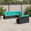 Set Divani da Giardino 7 pz con Cuscini Nero in Polyrattan