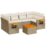 Set Divani da Giardino 7 pz con Cuscini Beige in Polyrattan